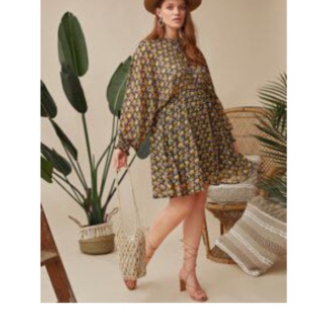 Plus size Floral Black and Yellow Dress